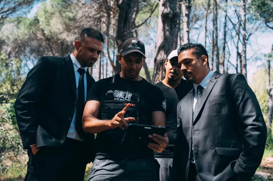 On set between takes