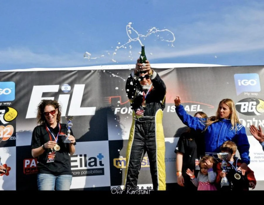 On the podium