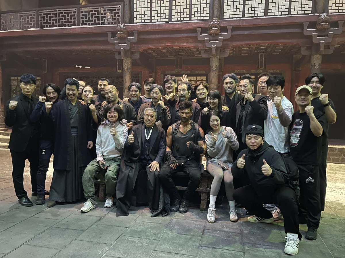 Stunt team on set
